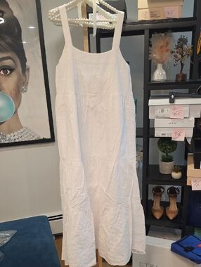 White Eyelet Tiered Midi Dress